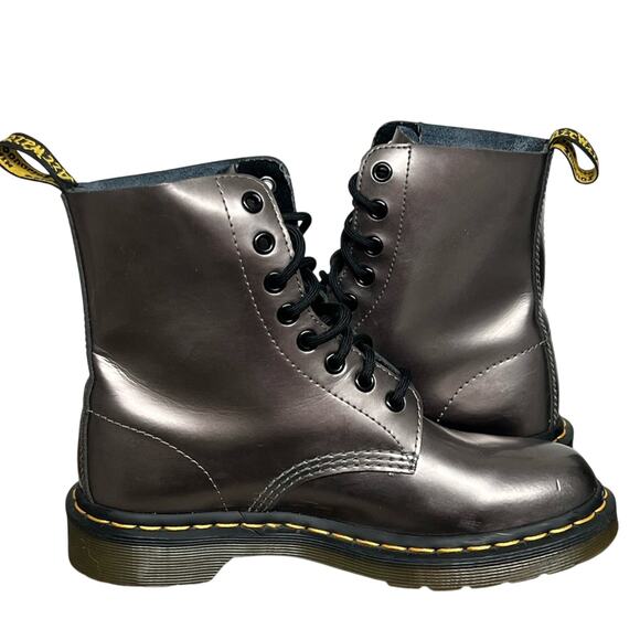 Dr. Martens Shoes Womens 6 Metallic Pewter 1460 Pascal Smooth Leather Boots - Picture 3 of 9